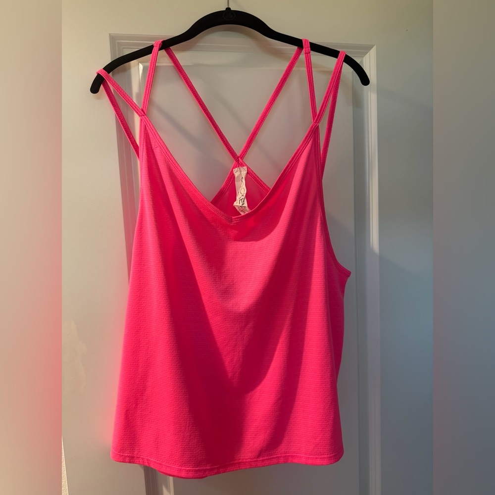 Jockey × Victoria Arlen V-Neck Strappy Tank Top - XL - Bright Pink